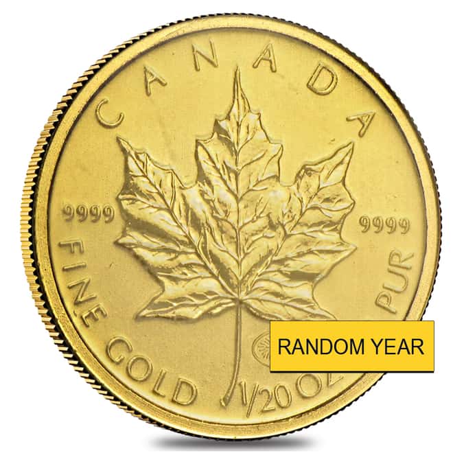 1/20 oz Canadian Gold Maple Leaf Coin Scruffy (Random Year)