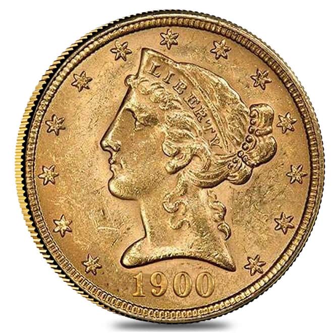 1900 $5 Liberty Head Half Eagle Gold Coin NGC MS 61