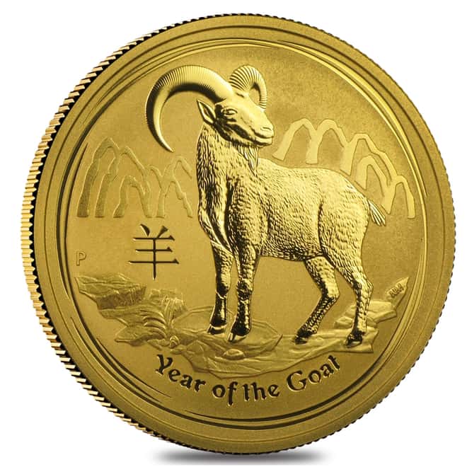 2015 1 oz Gold Lunar Year of the Goat BU Australia Perth Mint Series II In Cap
