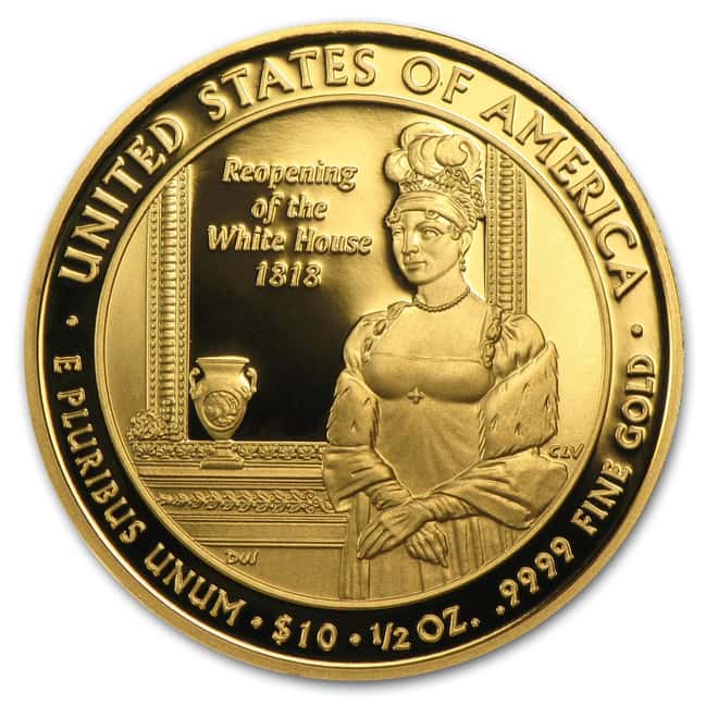 2008 W 1/2 oz $10 First Spouse - Elizabeth Monroe Gold Proof Coin (w/Box & COA)