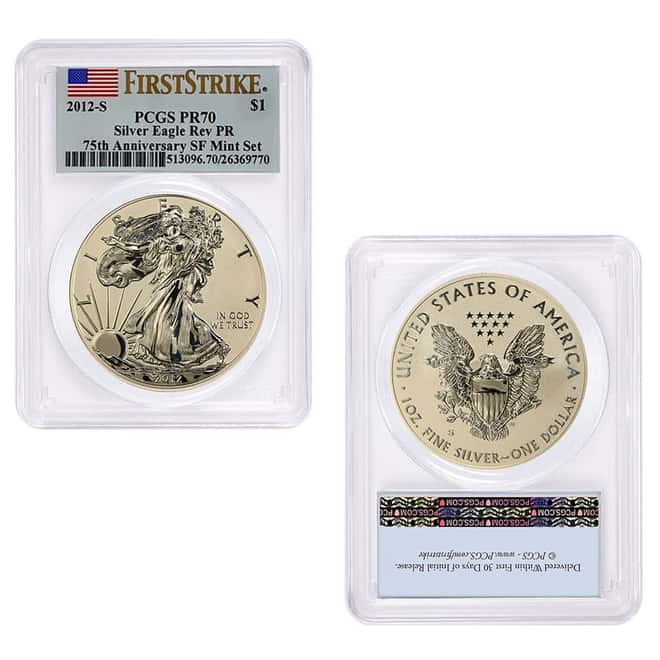 2012-S 1 oz Proof Silver American Eagle 2-Coin Set PCGS PF 70 FS