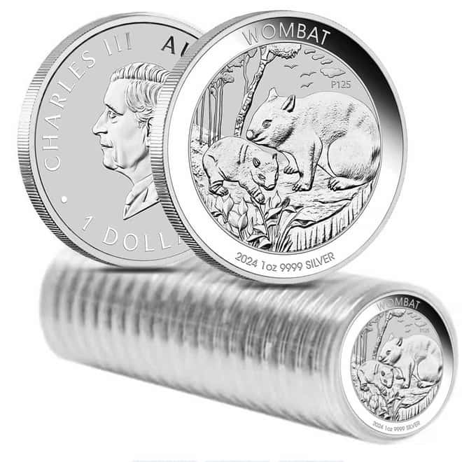 Roll of 20 - 2024 1 oz Silver Australian Wombat Perth Mint .9999 Fine BU