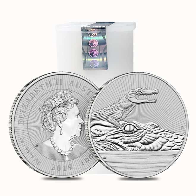 2019 2 oz Silver Australian Piedfort Crocodile Perth Mint .9999 Fine BU Next Generation Series