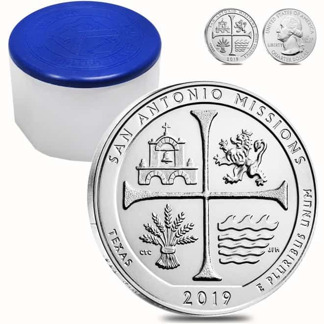 2019 5 oz Silver America the Beautiful ATB Texas San Antonio Missions National Historical Park Coin