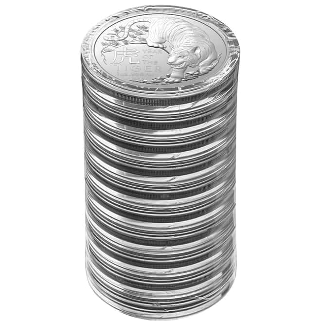 Lot of 20 - 2022 1 oz Silver Lunar Year of the Tiger Coin .999 Fine BU - Royal Australian Mint