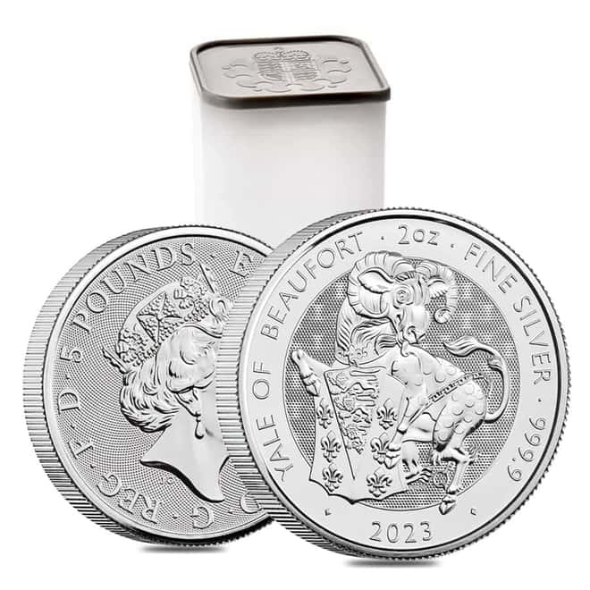 2023 Great Britain 2 oz Silver The Tudor Beasts Yale of Beaufort Coin .9999 Fine BU