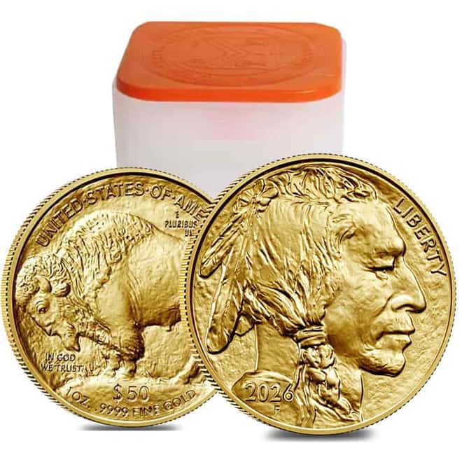 Roll of 20 - 2026 1 oz Gold American Buffalo $50 Coin BU