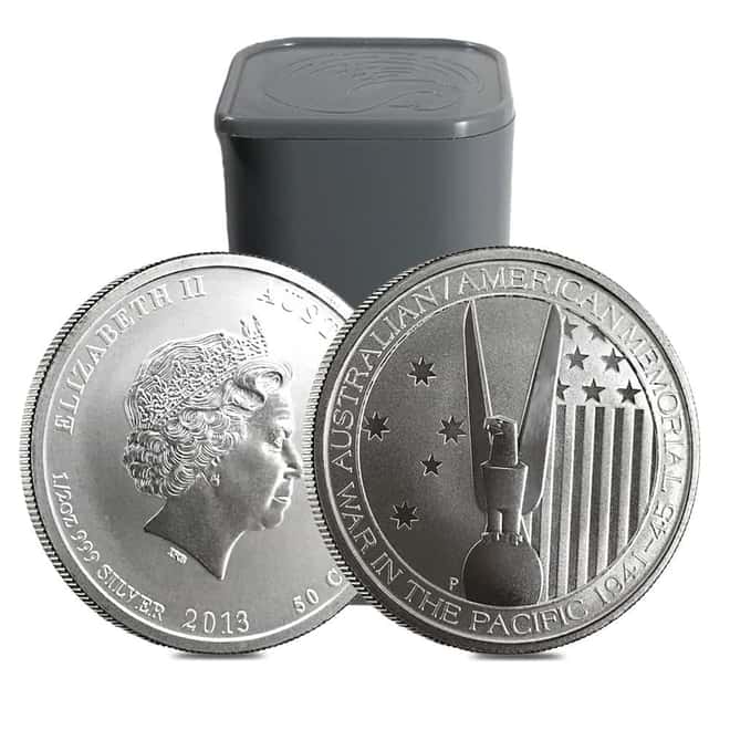 Roll of 25 - 2013 Australia 1/2 oz Silver War in the Pacific Coin Perth Mint .999 Fine BU