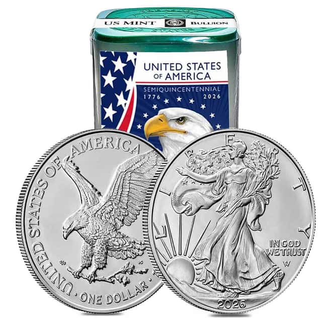 Eagle Sealed Tube of 20 - 2026 1 oz Silver American Eagle $1 Coin BU (Roll of 20)