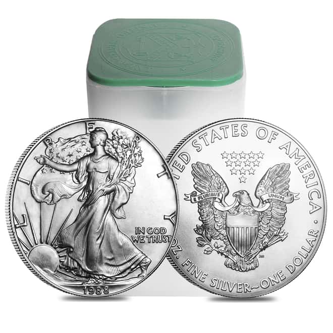 Roll of 20 - 1988 1 oz Silver American Eagle Brilliant Uncirculated