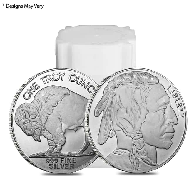Roll of 20 - 1 oz Silver Buffalo Design Generic Rounds .999 Fine