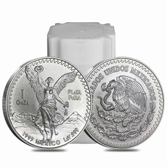 Roll of 20 - 1993 1 oz Mexican Silver Libertad Coin