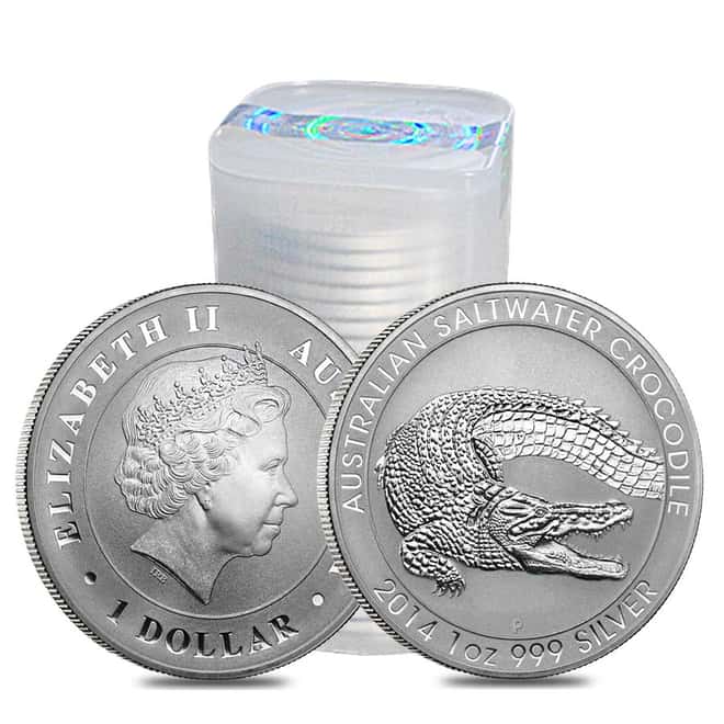 Roll of 25 - 2014 P Australia 1 oz .999 Silver Saltwater Crocodile 