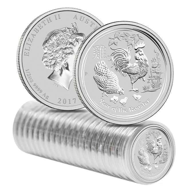 2017 1/2 oz Silver Lunar Year of The Rooster BU Australian Perth Mint In Capsule