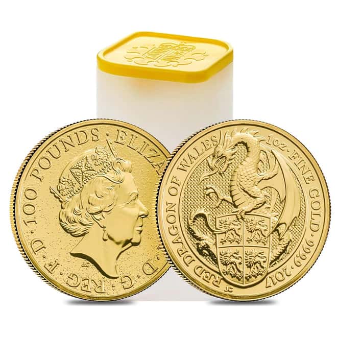 2017 Great Britain 1 oz Gold Queen's Beasts (Red Dragon) Coin .9999 Fine BU
