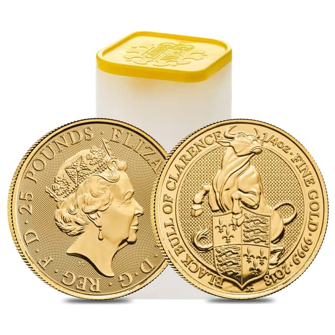 2018 Great Britain 1/4 oz Gold Queen's Beasts (Black Bull) Coin .9999 Fine BU