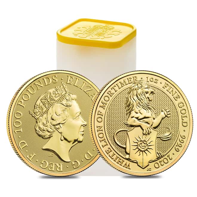 2020 Great Britain 1 oz Gold Queen's Beasts White Lion of Mortimer Coin .9999 Fine BU