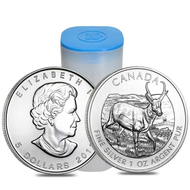 2013 1 oz Silver Canadian Pronghorn Antelope - Wildlife Series BU