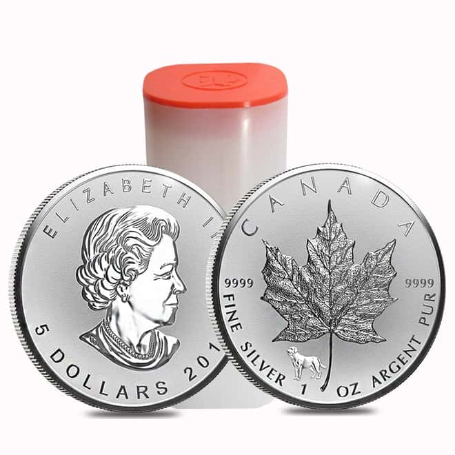 2018 1 oz Silver Canadian Maple Leaf Lunar Dog Privy .9999 Fine $5 Coin BU