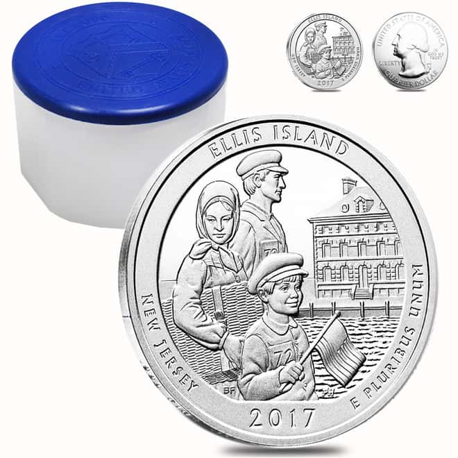 2017 5 oz Silver America the Beautiful ATB New Jersey Ellis Island (Statue of Liberty National Monument) Coin 