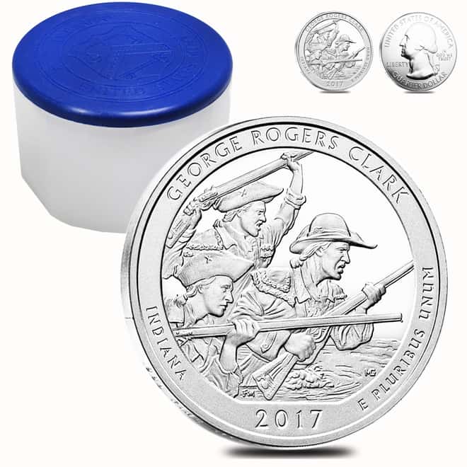 2017 5 oz Silver America the Beautiful ATB Indiana George Rogers Clark National Historical Park Coin