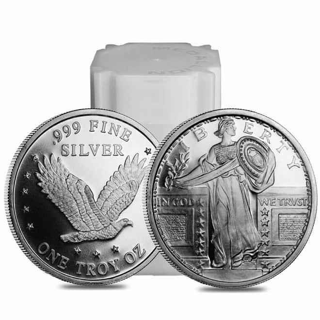 Roll of 20 - Standing Liberty Design 1 Troy oz .999 Fine Silver Rounds