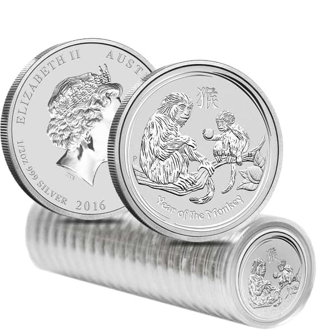 2016 1/2 oz Silver Lunar Year of The Monkey BU Australian Perth Mint In Capsule