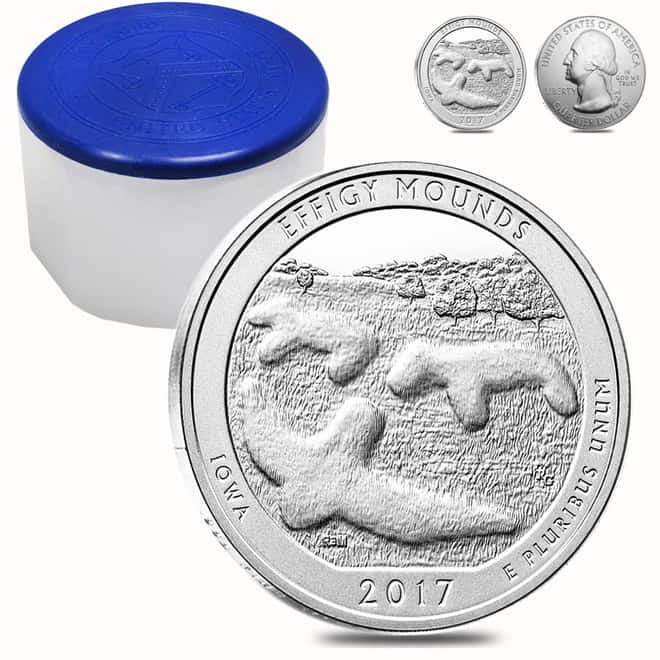 2017 5 oz Silver America the Beautiful ATB Iowa Effigy Mounds National Monument Coin 
