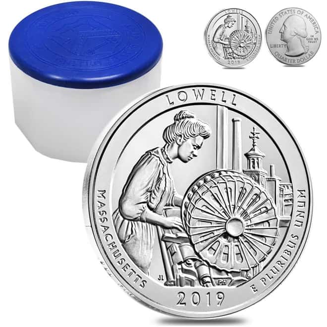 2019 5 oz Silver America the Beautiful ATB Massachusetts Lowell National Historical Park Coin