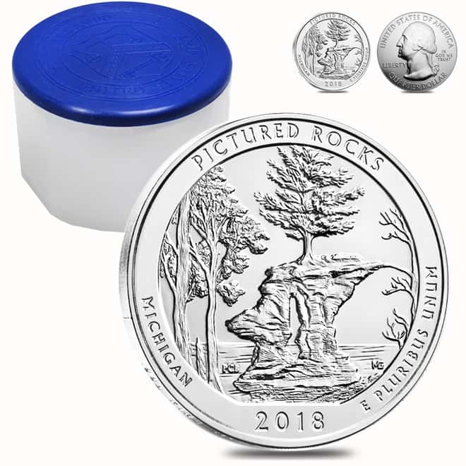 2018 5 oz Silver America the Beautiful ATB Michigan Pictured Rocks National Lakeshore Coin