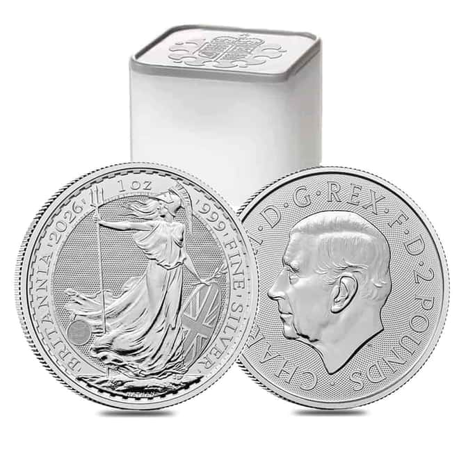 Roll of 25 - 2026 Great Britain 1 oz Silver Britannia Coin BU