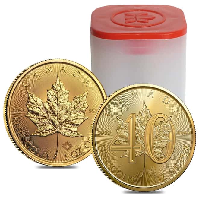 2019 1 oz Gold Canadian Maple Leaf 40th Anniversary .9999 Fine $50 Coin BU