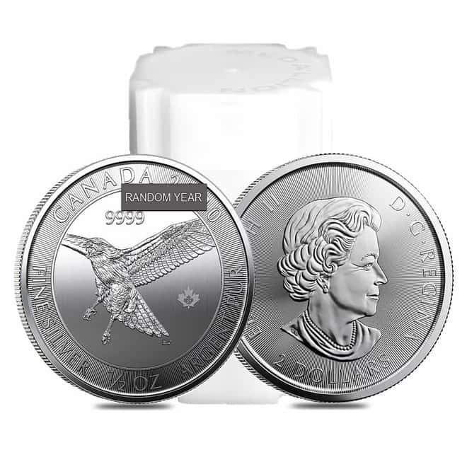 Tube of 20 - 1/2 oz Canada Red-Tailed Hawk Silver Coin BU (Random Year)