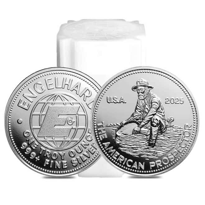 Tube of 20 - 2025 1 oz Engelhard Prospector Silver Round .999 Fine