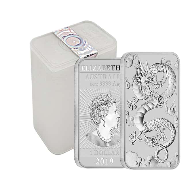 2019 1 oz Silver Australian Dragon Coin Bar $1 BU