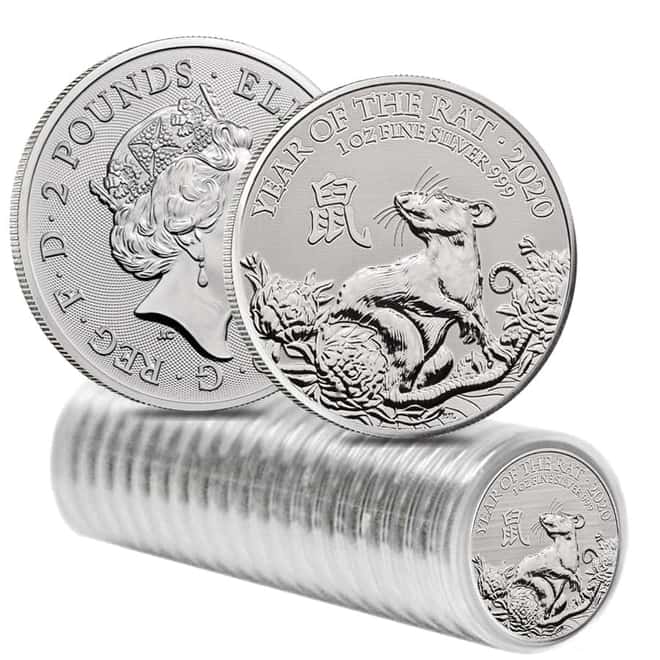 2020 Great Britain 1 oz Silver Year of the Mouse / Rat Coin .999 Fine BU In Cap