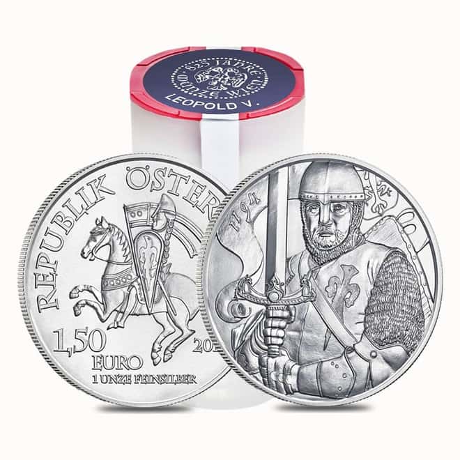 2019 1 oz Austrian Silver Leopold V Coin BU - 825th Anniversary of the Austrian Mint