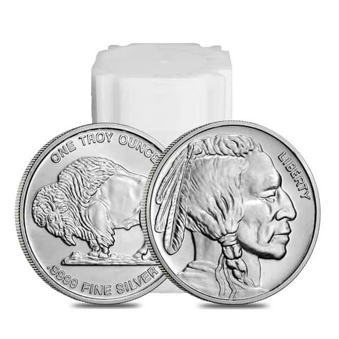 Roll of 20 - 1 oz Buffalo Silver Round .9999 Fine (Tube of 20)