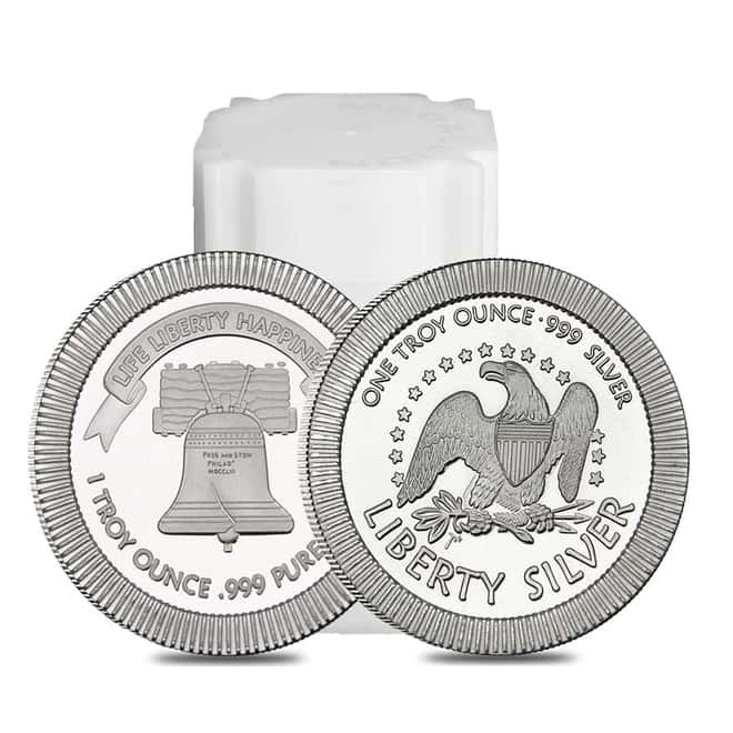 1 oz Liberty Bell Stackable Silver Round .999 Silver