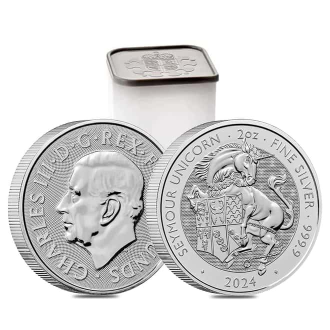 Monster Box of 200 - 2024 GB 2 oz Silver The Tudor Beasts Seymour Unicorn Coin BU