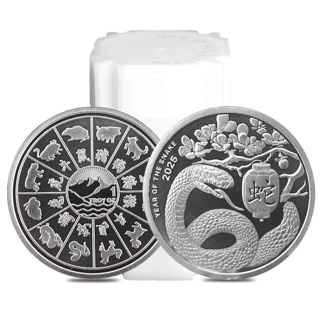 Tube of 20 - 2025 1 oz First Mint Lunar Snake Silver Round .999 Fine