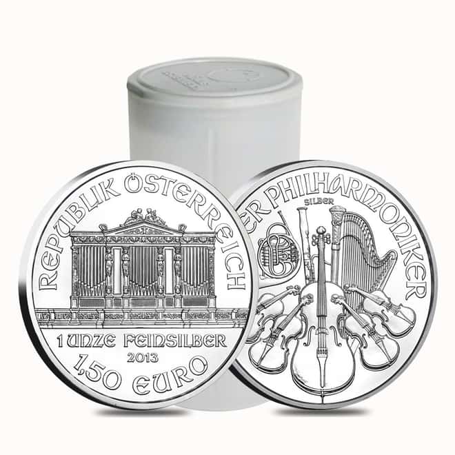 2013 1 oz Austrian Philharmonic Silver (20-Coin Tube) (Brilliant Uncirculated)