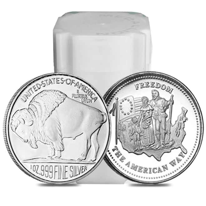 Silver at Spot - 1 oz Silver Generic Rounds .999 Fine (Tube of 20)