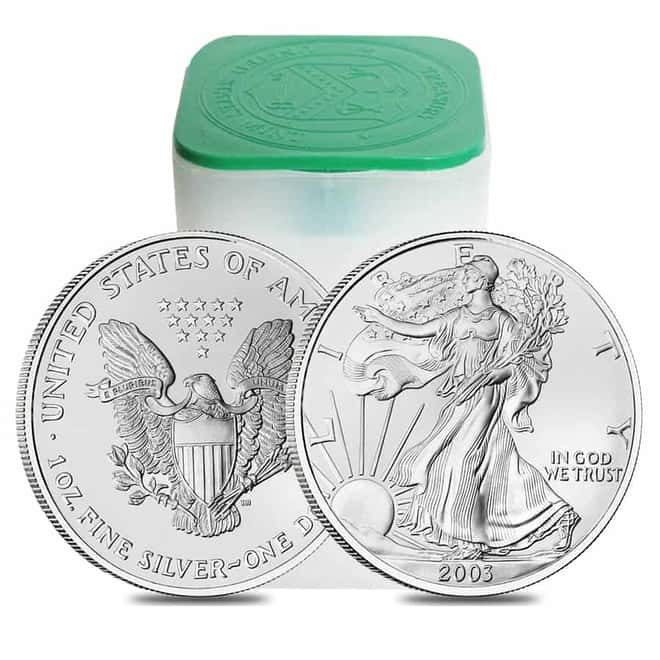 Roll of 20 - 2003 1 oz Silver American Eagle $1 Coin BU (Lot, Tube of 20)