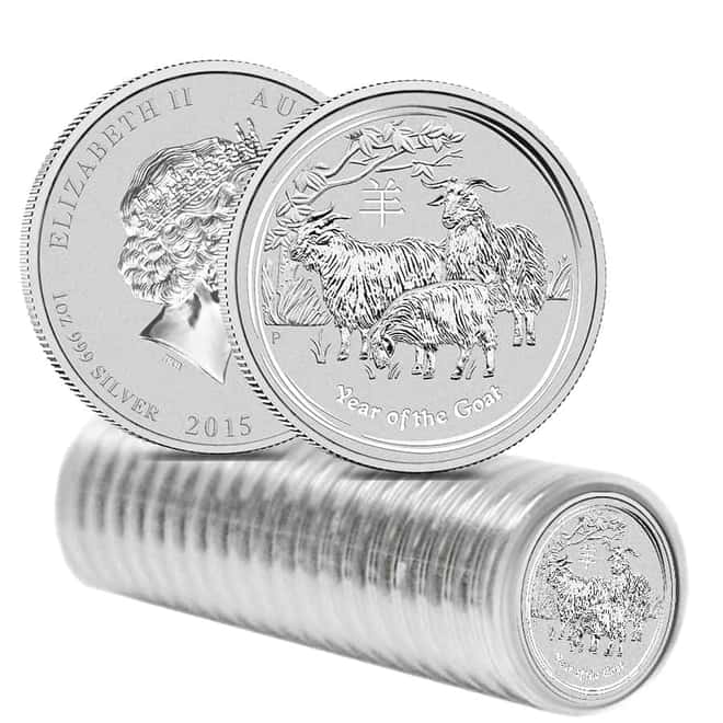 2015 1 oz Silver Lunar Year of The Goat BU Australian Perth Mint In Cap