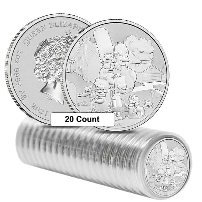 2021 1 oz Tuvalu The Simpson Family Silver Coin .9999 Fine BU In Cap