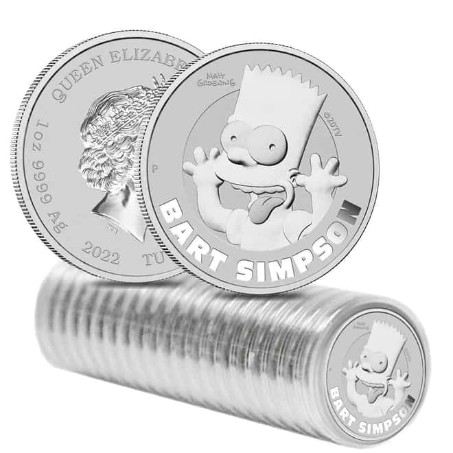 2022 1 oz Tuvalu Bart Simpson Silver Coin .9999 Fine BU In Cap