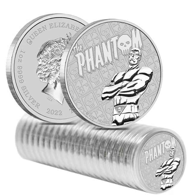 Box of 100 - 2022 1 oz Tuvalu The Phantom Silver Coin .9999 Fine BU In Cap