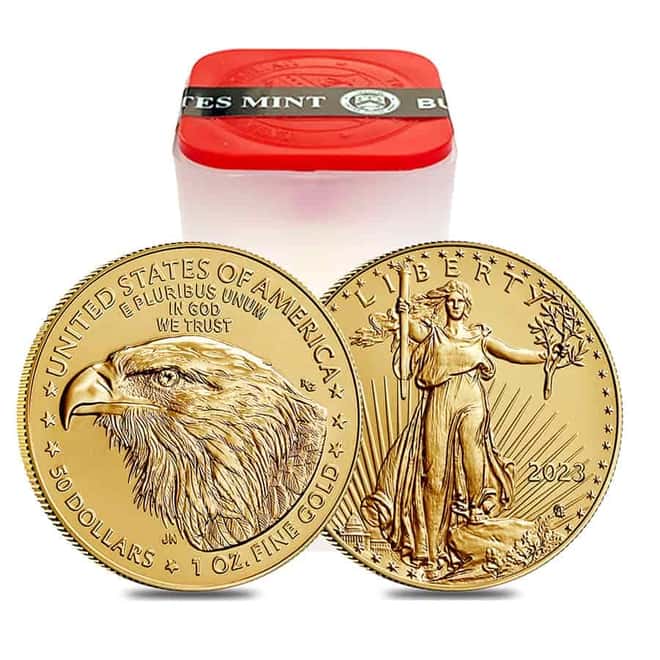 Roll of 20 - 2023 1 oz Gold American Eagle $50 Coin BU (Lot, Tube of 20)