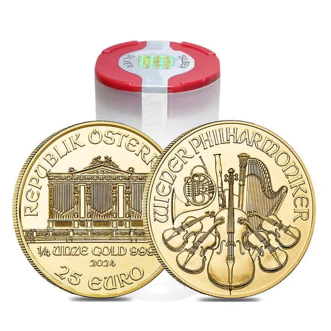 Tube of 20 - 2024 1/4 oz Austrian Gold Philharmonic Coin BU